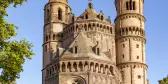 Exterior view of old historic cathedral of Worms, Germany