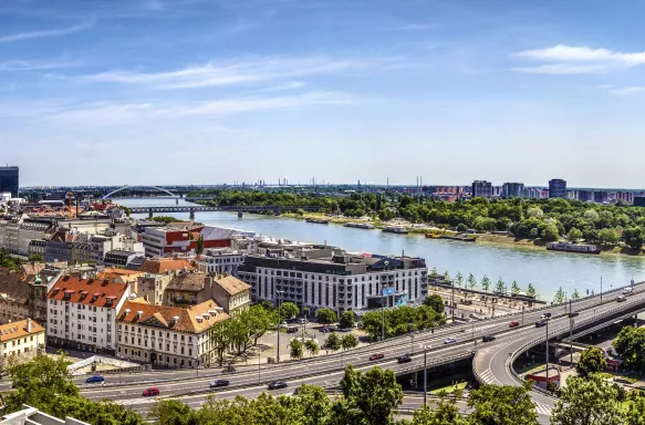 Scenic point of Bratislava Slovakia, panorama view