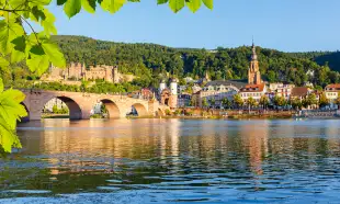 View of bridge over Neckar river in Heidelberg, Germany